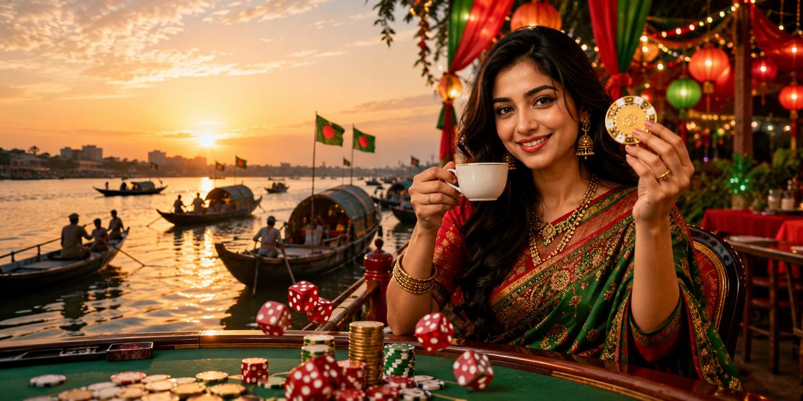 বরিশালে লাল-সবুজ ডাইস গেম খেলছেন একজন উৎসাহী খেলোয়াড়